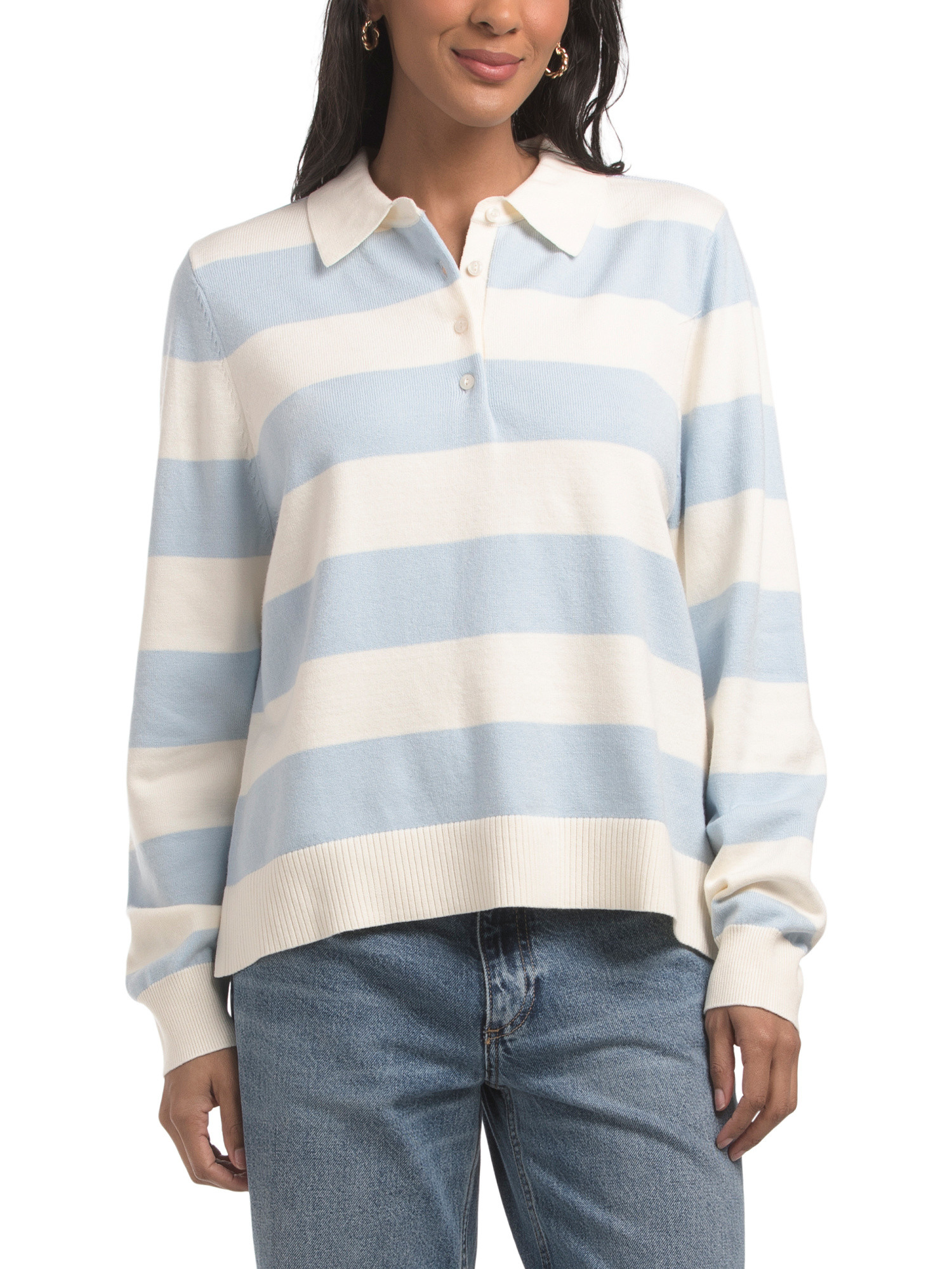 Striped Long Sleeve Sweater Polo | TJ Maxx