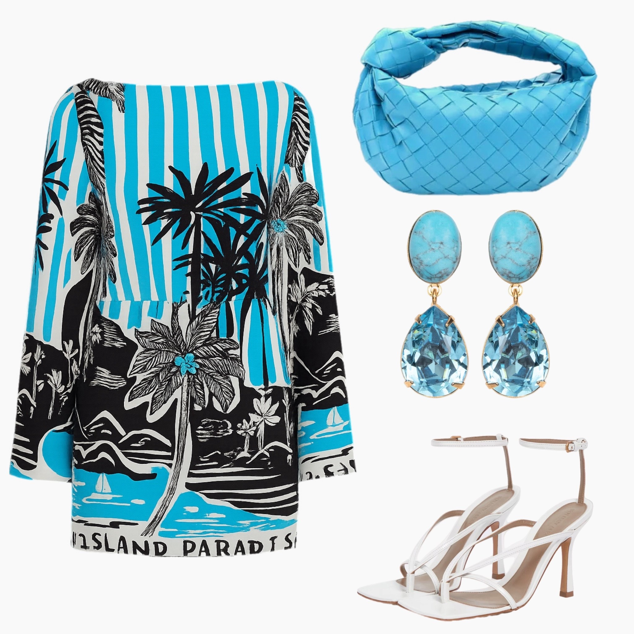 Island vibes only 🌴☀️ This bold printed dress is the ultimate statement for a summer soirée—paired with ocean-hued jewels, a woven mini bag, and strappy heels to match. Ready to sip something citrusy and dance under the palms!

#SummerStyle #TropicalChic #VacationOutfit #IslandVibes #BoldPrints #BeachPartyStyle #StatementDress #LTKSummerLook #BlueCrush #ChicResortWear #LTKOutfitInspo #SummerBashStyle #LTKStyle #PalmPrint #StyledByMar