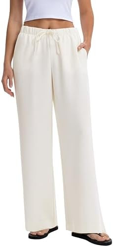 Abonlen Wide Leg Pants for Women Casual Flowy Crepe Trousers Wrinkle Free Relaxed Fit Lounge Work... | Amazon (US)