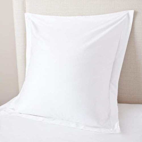 The3amenterprises Euro Pillow Shams Pack of 2 PC, Premium Quality 100% Soft Egyptian Cotton 600 Thread Count Decorative Euro Pillow Cover with Envelope Closure Euro 26" Wx26 L White Solid | Amazon (US)