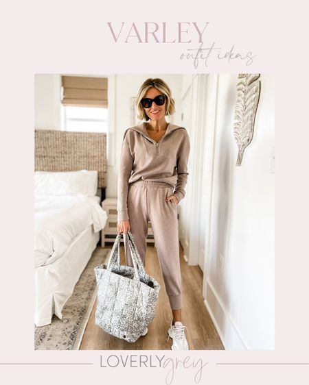 Such a great travel outfit! I am wearing an XS in the sweats and half zip! In the color: Taupe Marl 

Loverly Grey, outfit idea 

#LTKtravel #LTKstyletip #LTKSeasonal