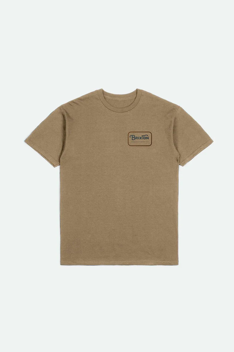 Brixton Men's Grade S/S Standard T-Shirt in color Tiger's Eye/Washed Navy/Brown | Brixton