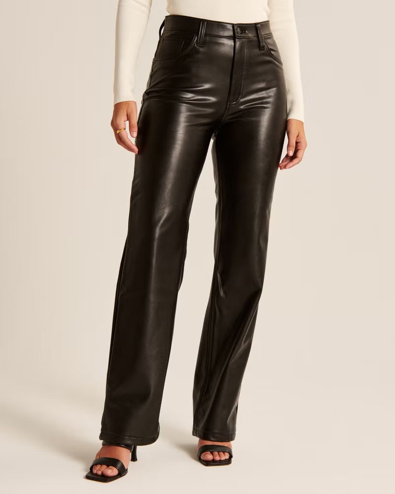 Curve Love Vegan Leather 90s Relaxed Pant | Abercrombie & Fitch (UK)