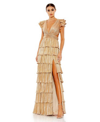 Women's Ieena Ruffle Tiered Criss Cross Lace Up Gown | Macy's