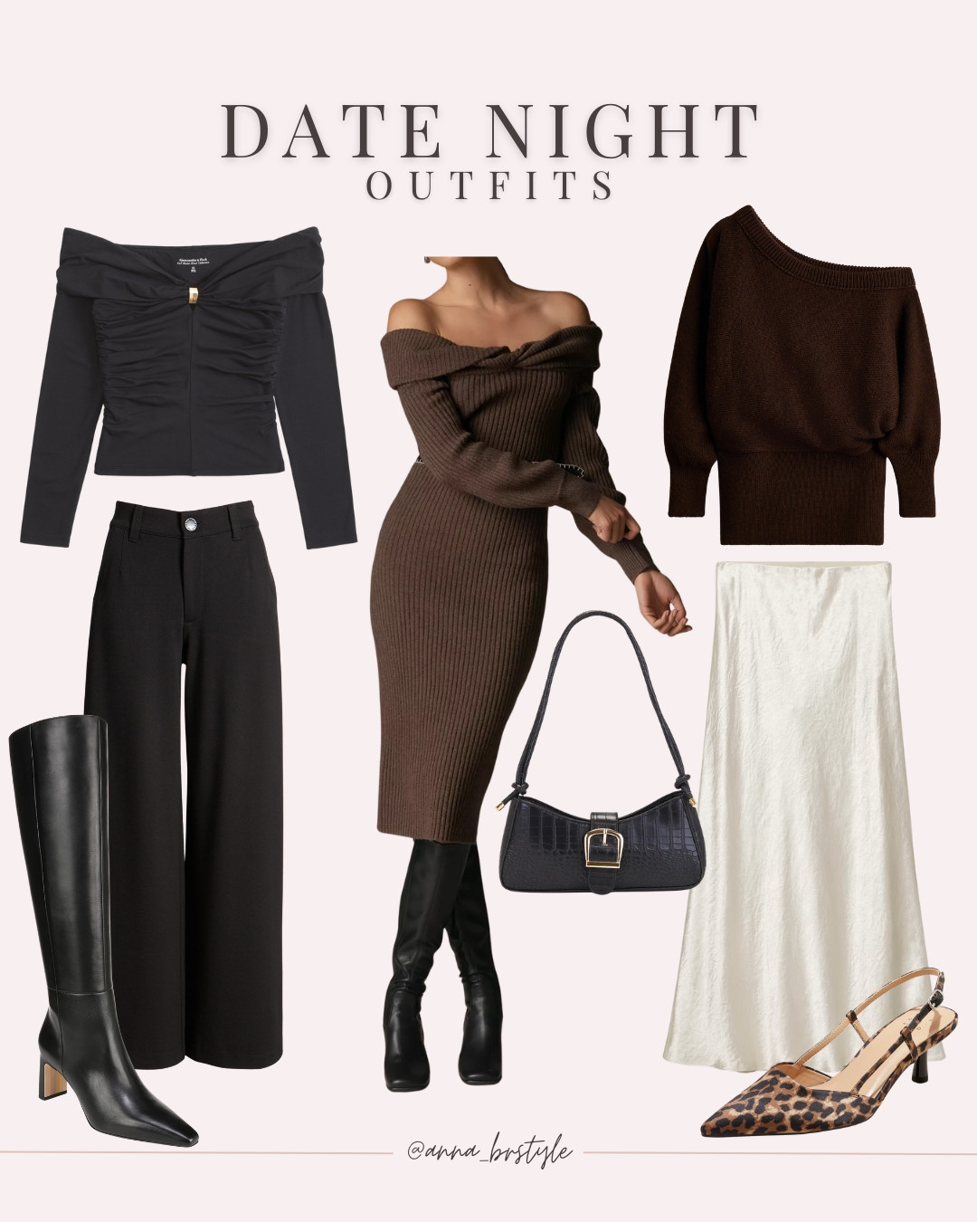 Date night outfits, all black outfit, chic style, sweater dress, satin skirt, knee high boots, winter outfit, Annabrstyle

#LTKootd #LTKSeasonal #LTKValentine
