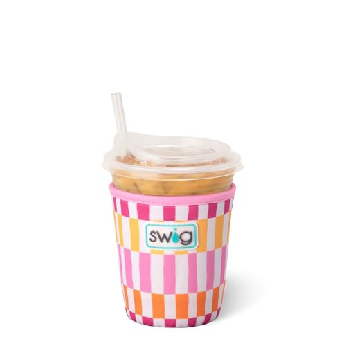 Swig Life Small Iced Cup Coolie, Standard 22oz Iced Coffee Cup Insulator Sleeve with Handle, Neoprene Insulated Coolie Keeps Drinks Cold (Sherbet Stripe) | Amazon (US)