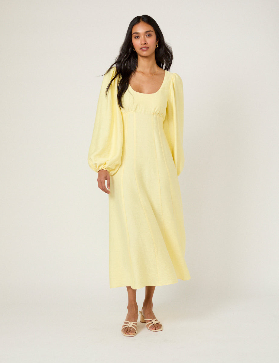 Butter Yellow Bow Keyaa Midi Dress | Nobody's Child