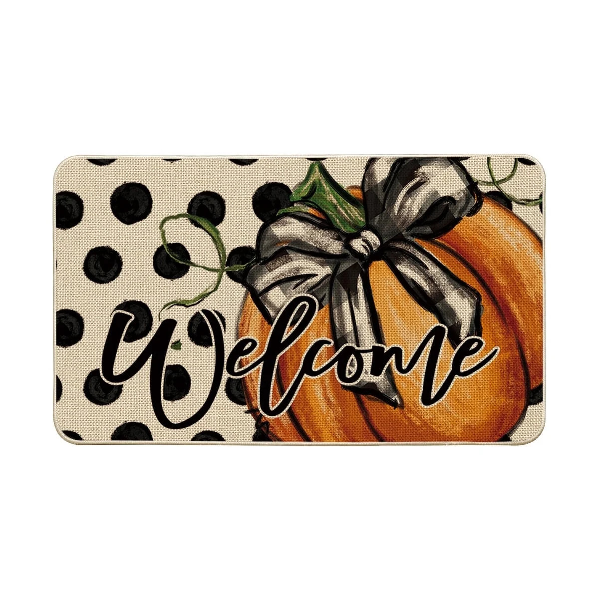 Sm:)e Polka Dot Bow Tie Pumpkin Fall Welcome Doormat, Autumn Home Decor Low-Profile Switch Rug Do... | Walmart (US)