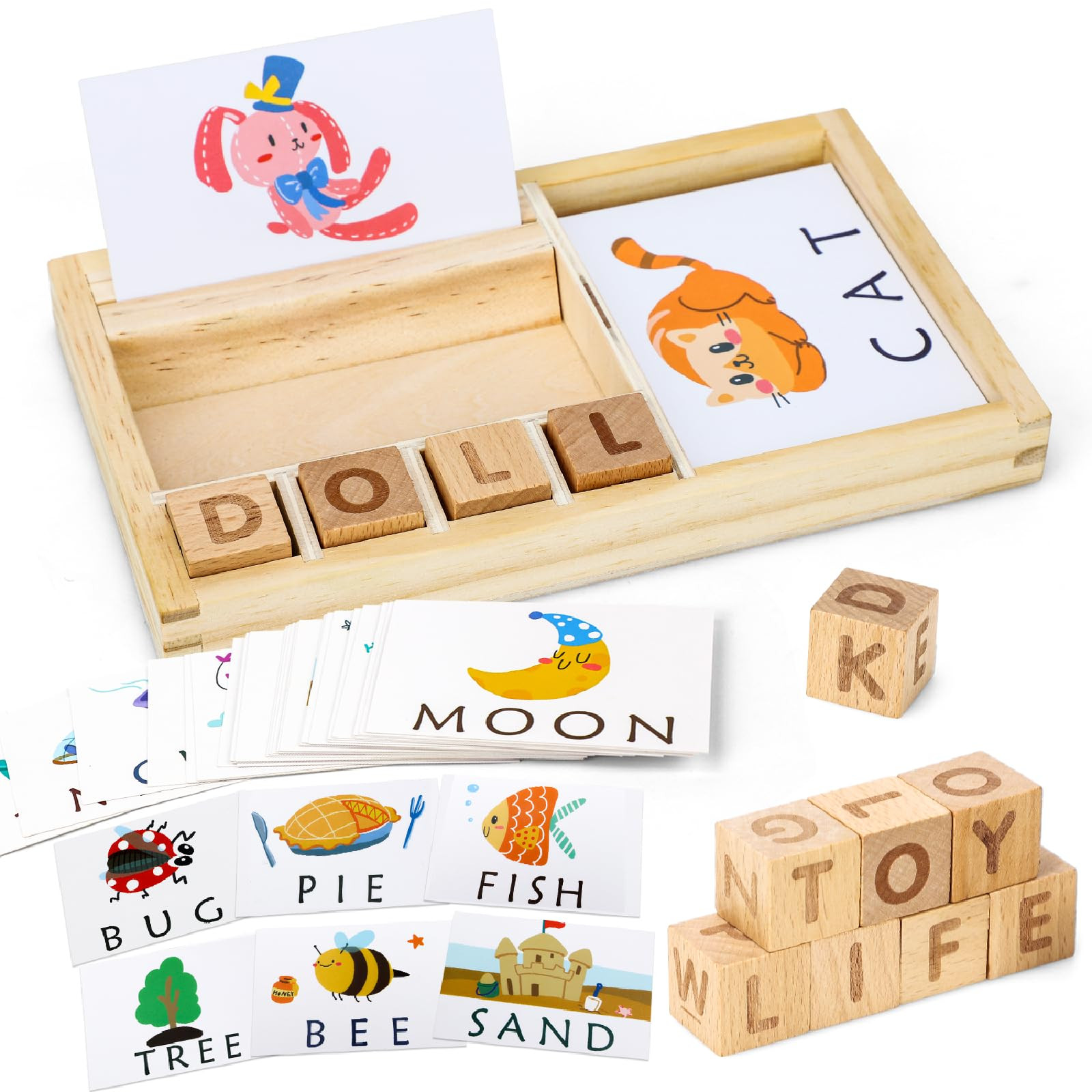 TOY Life Montessori Toys for 3-5 Year Old, Baby Alphabet Sight Words Flash Cards for Toddler, Rea... | Amazon (US)