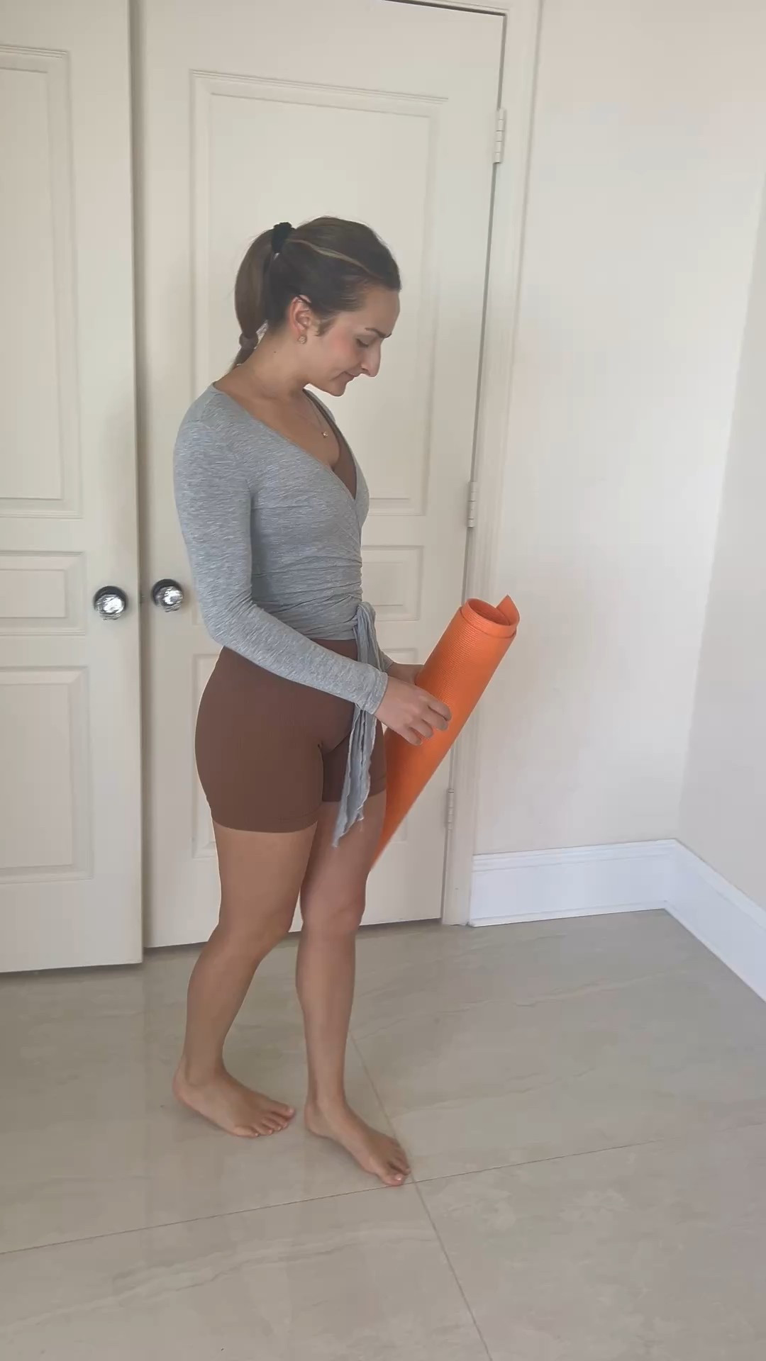 Looking great in this adorable one shoulder unitard w/coverup top perfect for Pilates. #pilates #workout