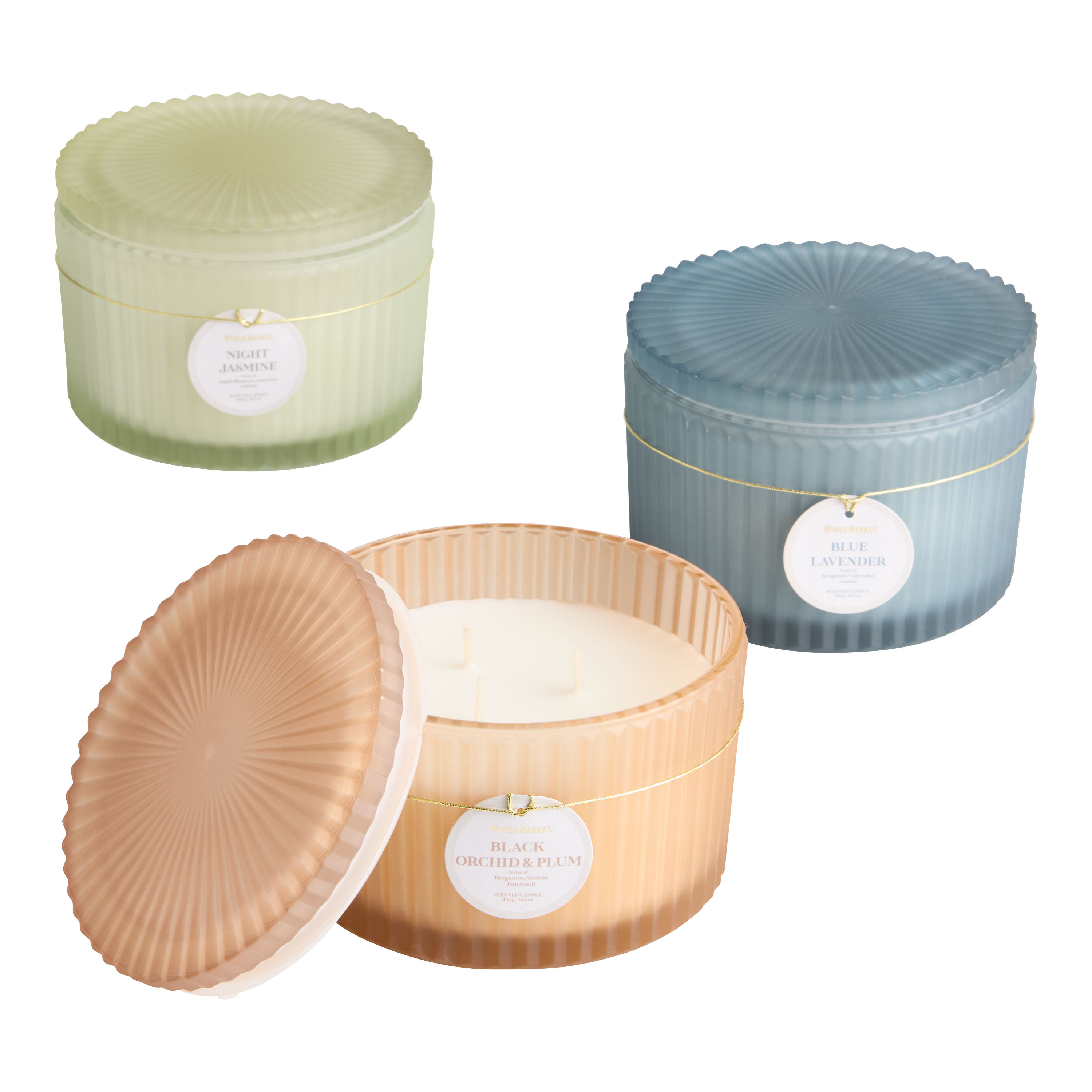 Soft Frosted Ribbed Glass Scented Candle | World Market