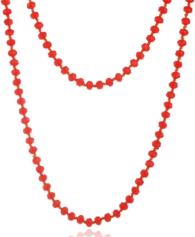 COLORFUL BLING 60-inch Long Hand Knotted Crystal Beaded Endless Strand Necklace Glass Beads Multi... | Amazon (US)