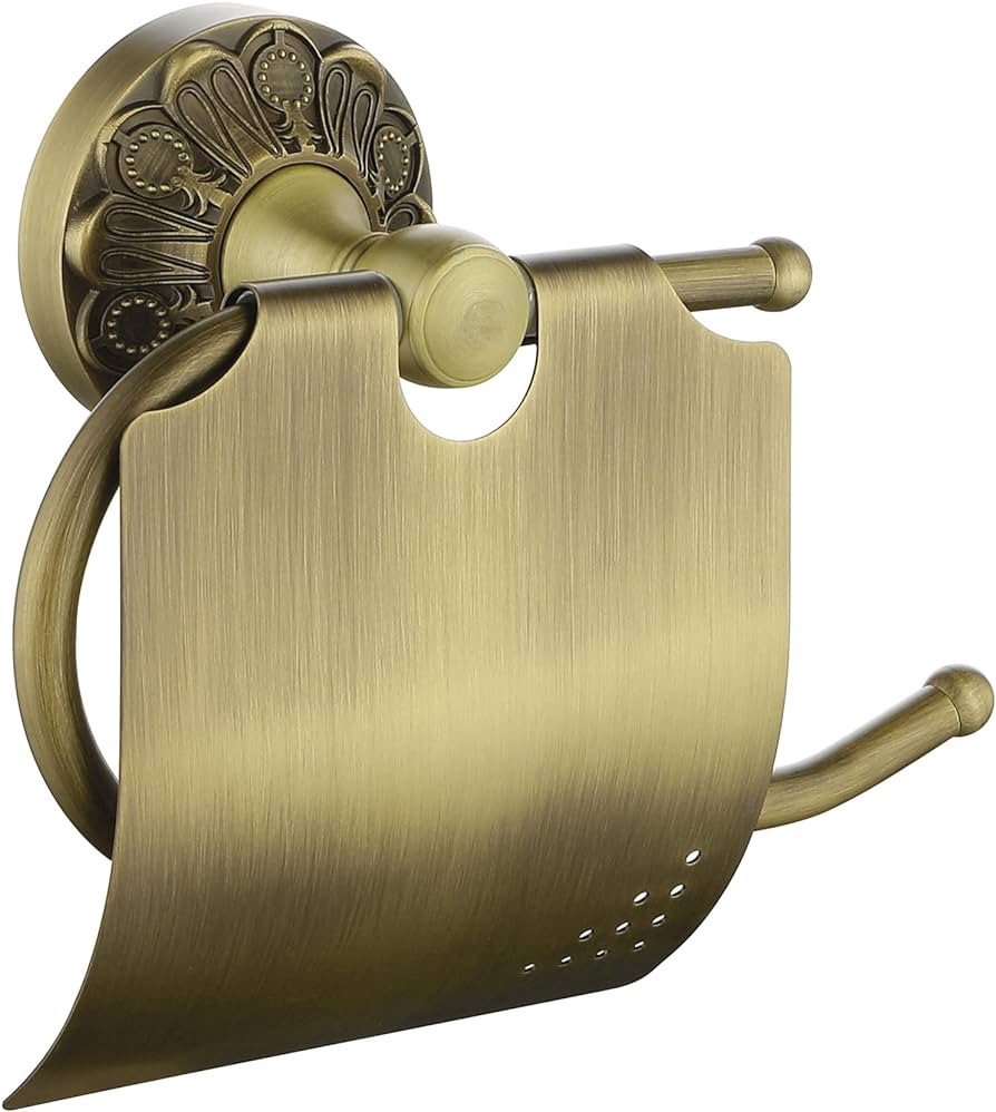 Lucyound Antique Gold Toilet Paper Holder Wall Mount, Bathroom Toilet Paper Roll Holder with Cove... | Amazon (US)