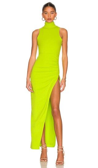 Janet Slit Midi Dress in Lime | Revolve Clothing (Global)