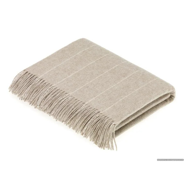 Merino Lambswool Pinstripe Beige Throw Blanket | Bed Bath & Beyond