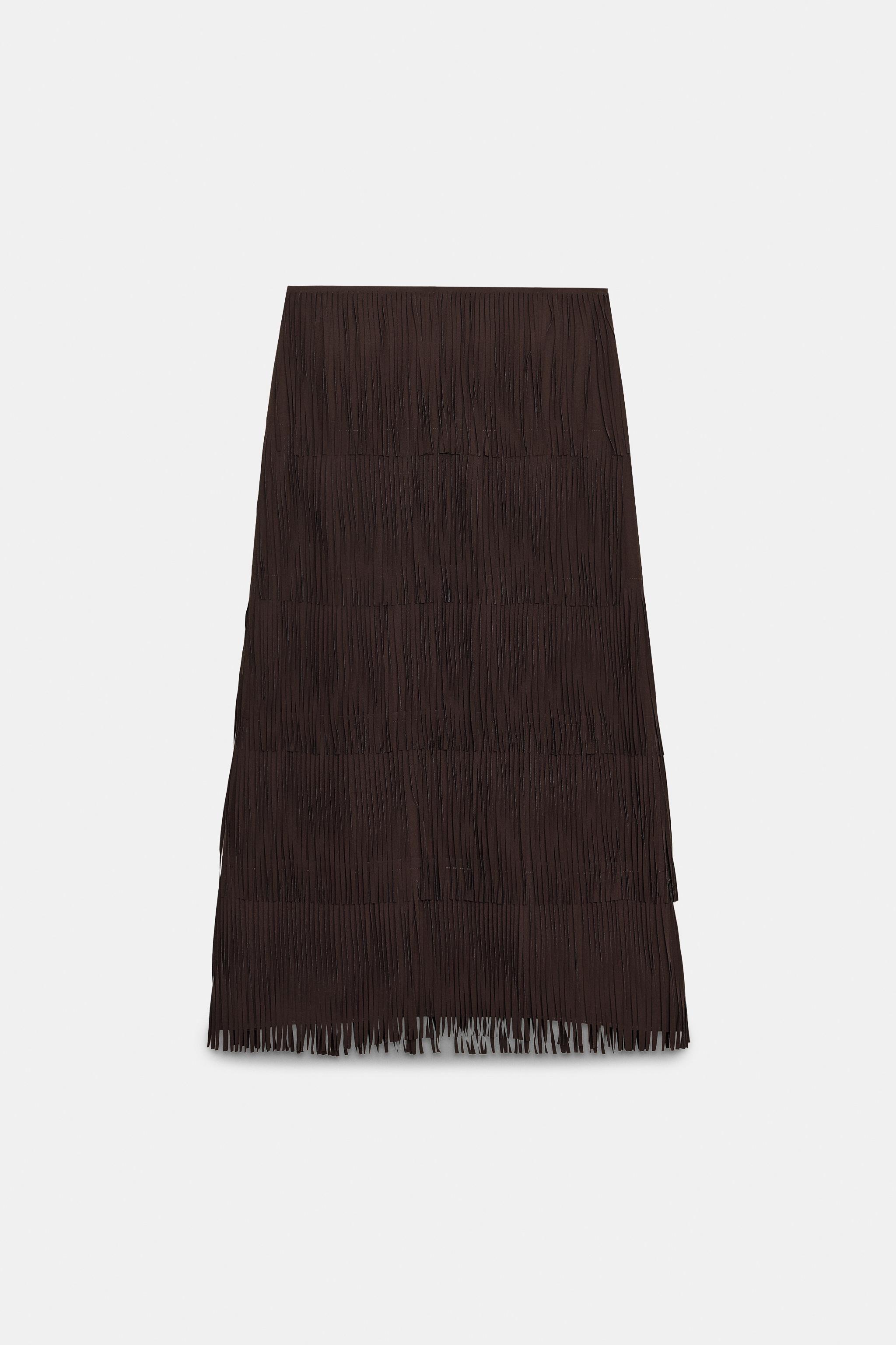 ZW COLLECTION FRINGED PENCIL SKIRT | Zara US
