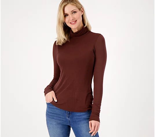 Girl With Curves Layering Turtleneck Tissue Tee - QVC.com | QVC