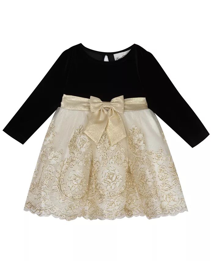 Rare Editions Baby Girls Velvet Bodice to Corded Embroidery Mesh Skirt & Reviews - Dresses - Kids... | Macys (US)