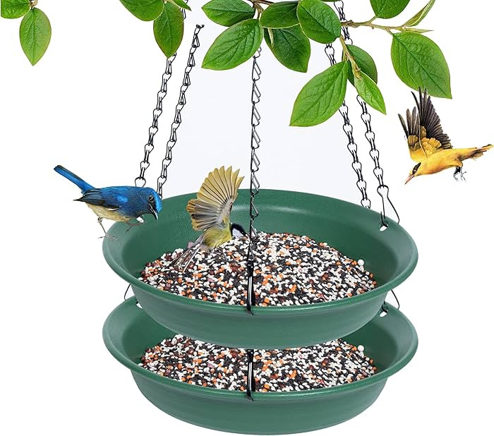 Hanging Bird Feeder with Hole, Platform Flat Bird Seed Tray for Outdoors, Cardinal, Blue Jay, Cro... | Amazon (US)