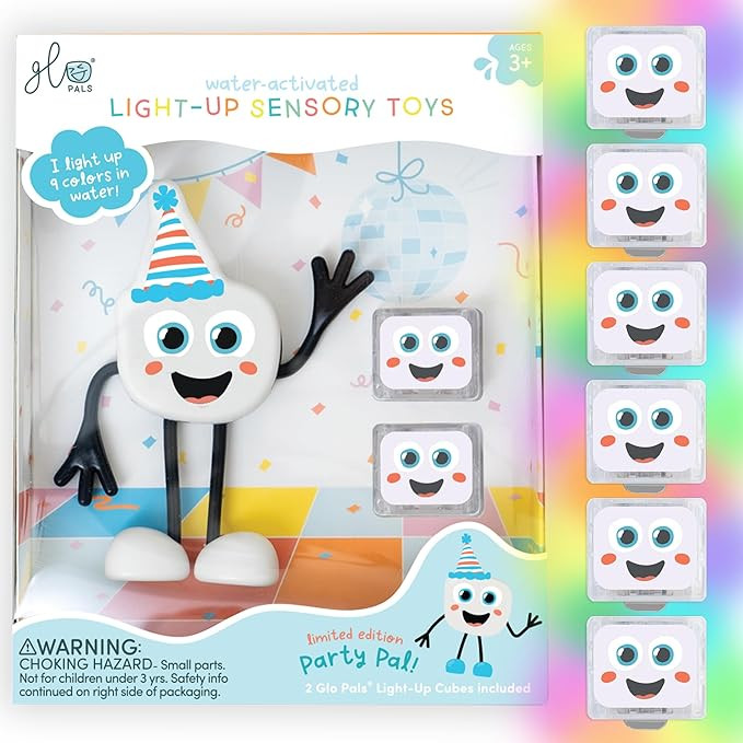 New Glo Pals Water-Activated Bath Toy with 6 Reusable Light-Up Cubes for Sensory Play (Party Pal) | Amazon (US)