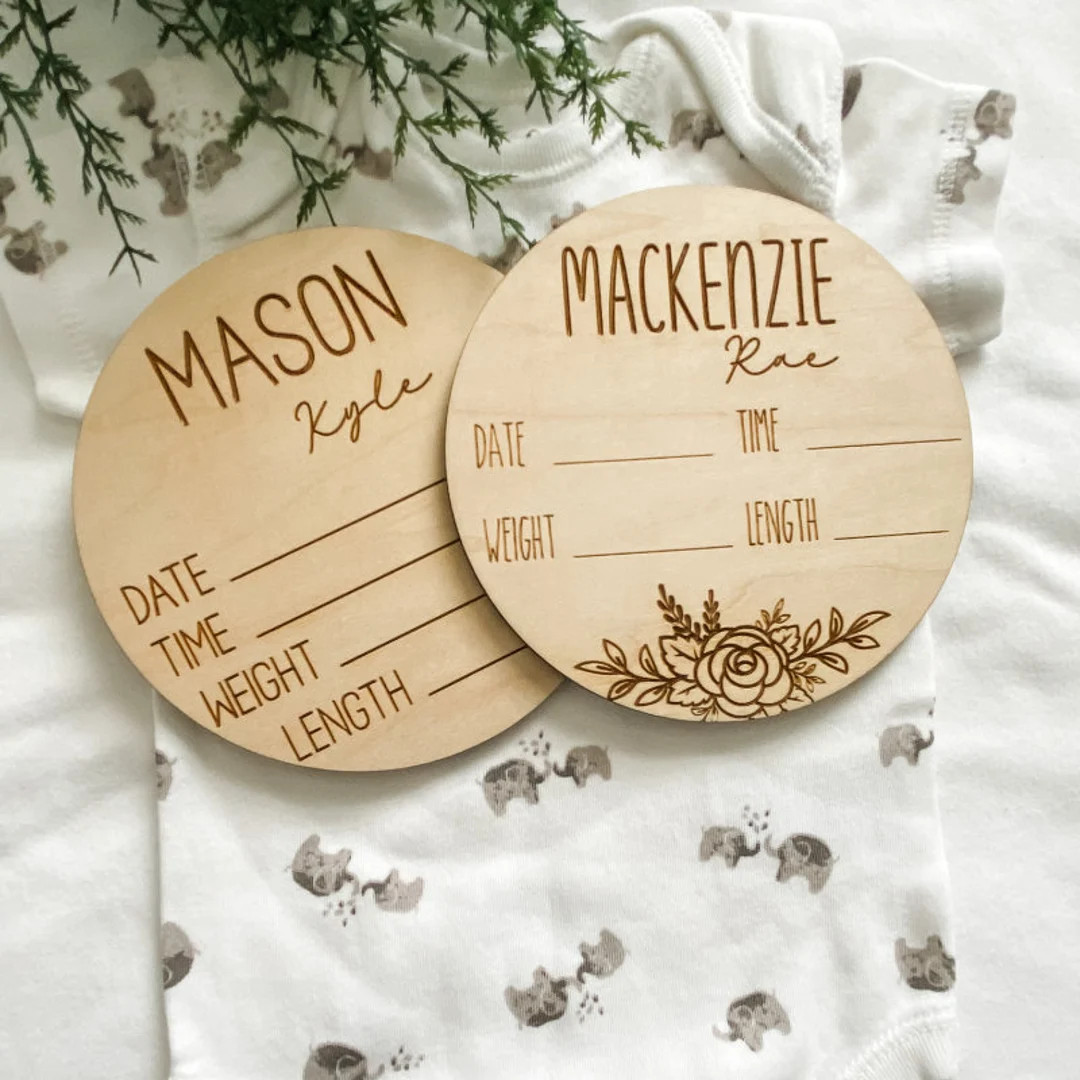 Wooden Personalized Baby Birth Stat Round | Baby Announcement Round | Birth Stat Sign | Hospital ... | Etsy (US)