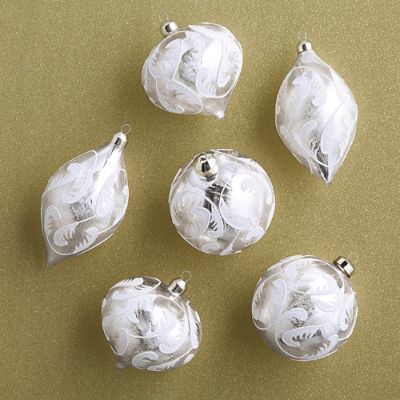 Feather Pearl Ornament Set, Set of Six | Frontgate