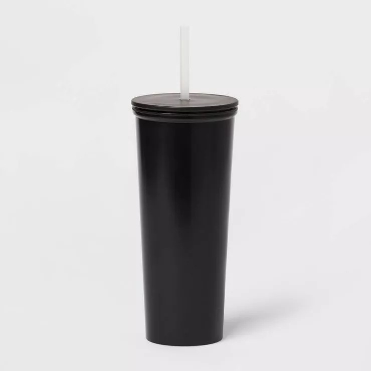 22oz Double Wall Stainless Steel Outer And Pp Inner Straw Tumbler