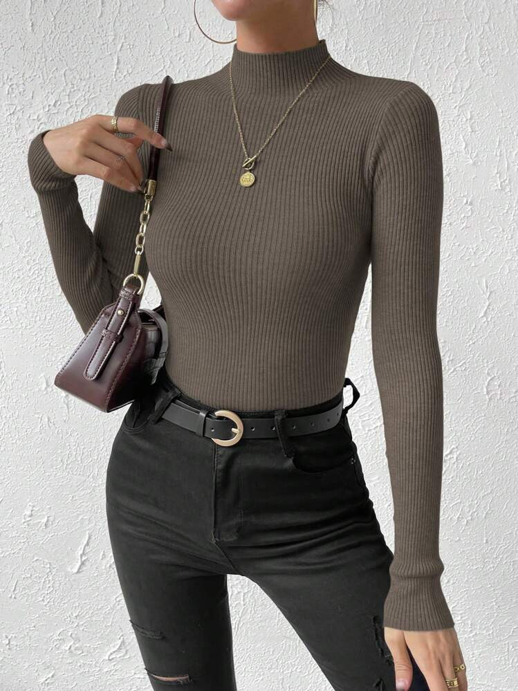 Solid color turtleneck  | SHEIN