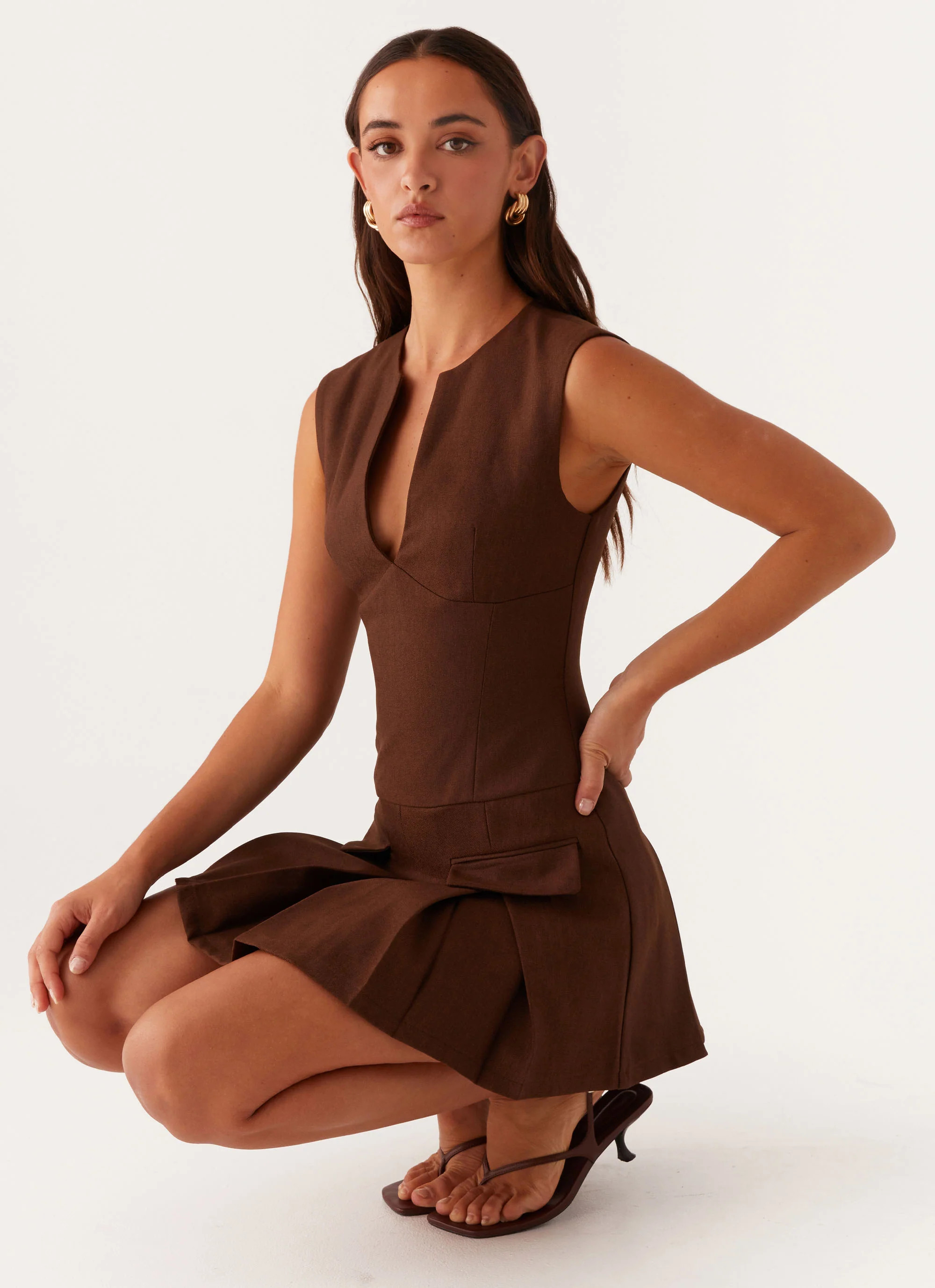 Cassia Mini Dress - Brown | Peppermayo (Global)