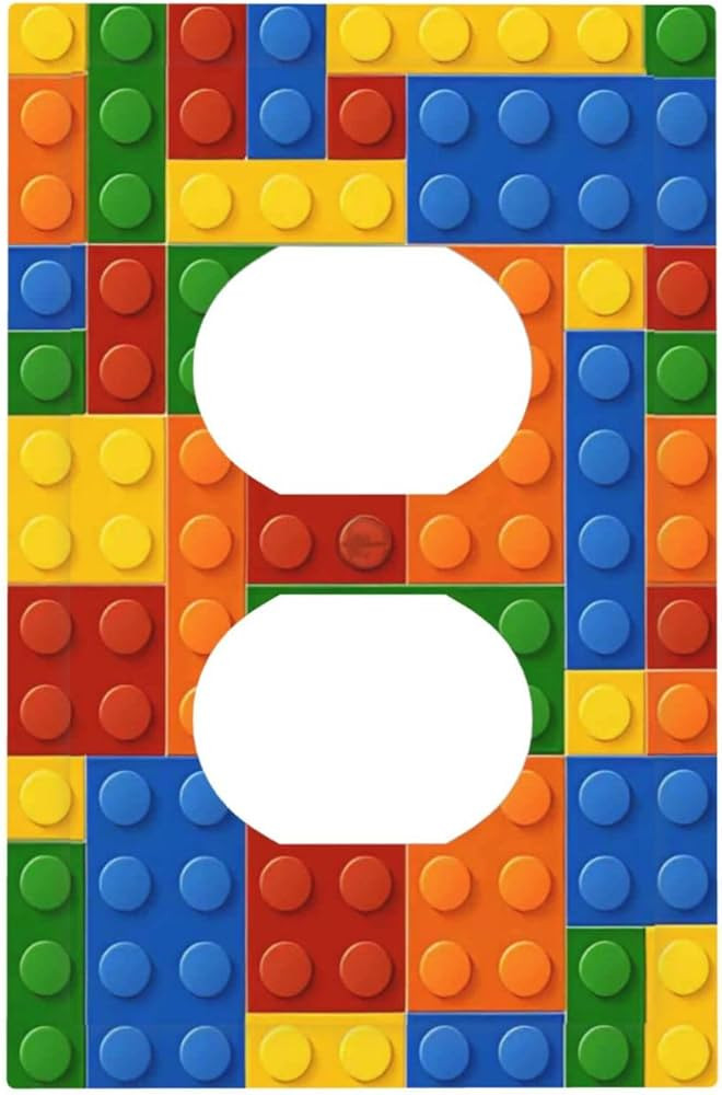 Decorative Outlet Covers with Colorful Multicolor Building Blocks Puzzle Design 1 Gang Duplex Lig... | Amazon (US)