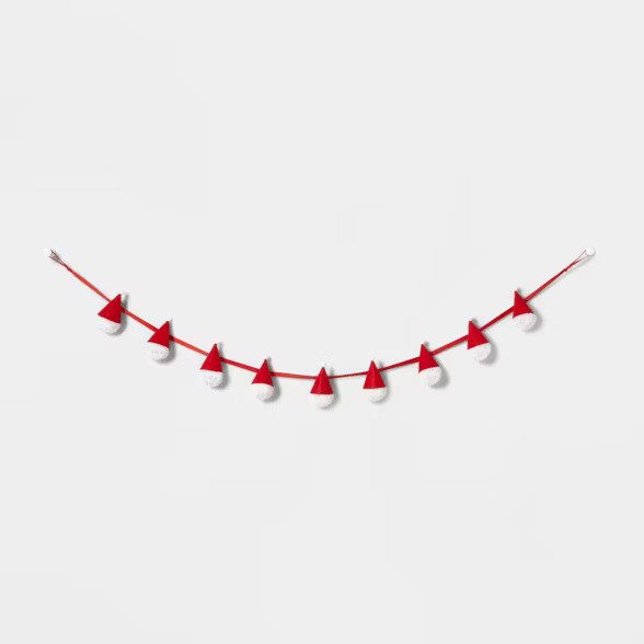 Pom Pom Santa Garland Red/White - Wondershop™ | Target