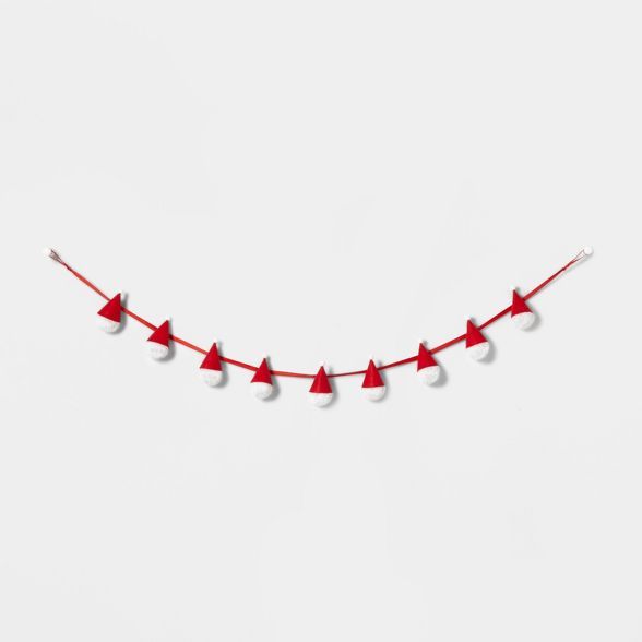 Pom Pom Santa Garland Red/White - Wondershop™ | Target