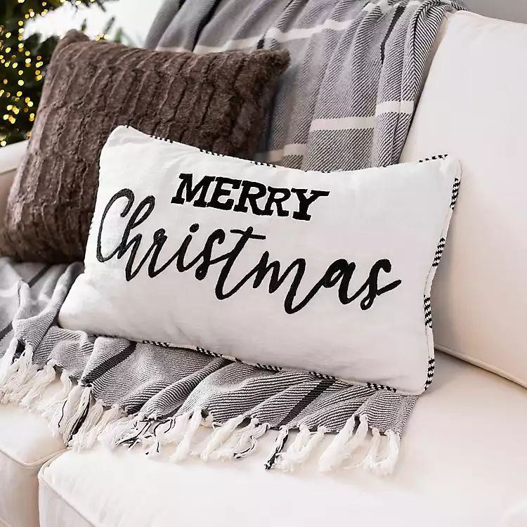Black and White Merry Christmas Accent Pillow | Kirkland's Home