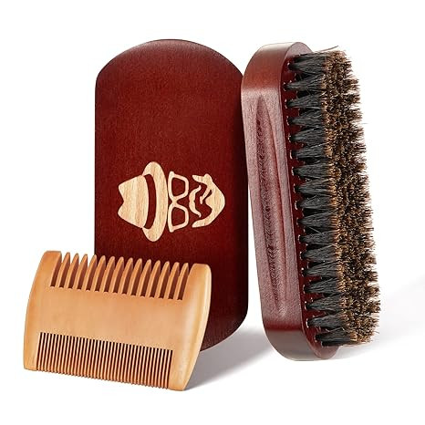 Beard Brush, 100% Boar Bristle Natural Black Walnut Wood Beard Comb Hair Mustache Shaving Brush F... | Amazon (US)