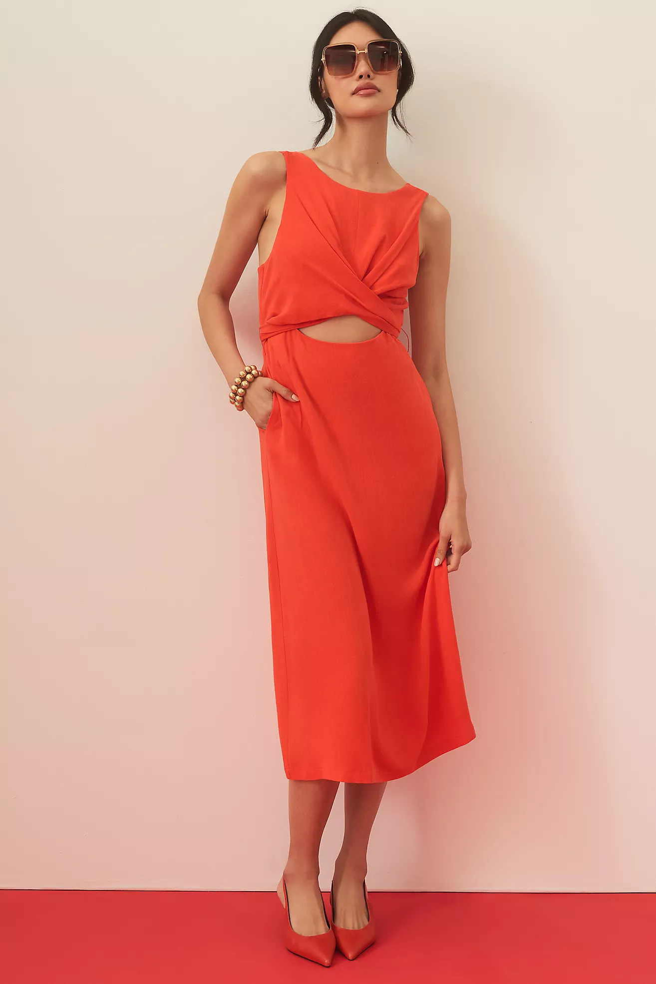 By Anthropologie Sleeveless Twist-Front Cutout Dress | Anthropologie (US)