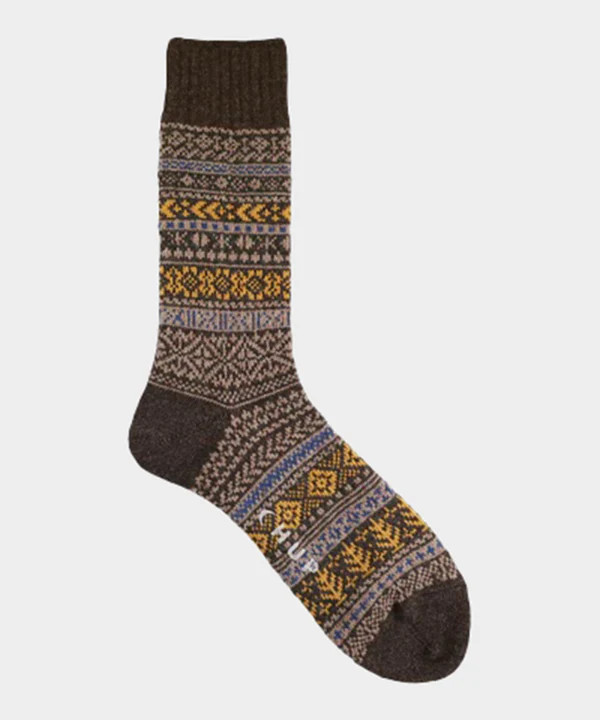 Chup Quiet Forest Wool Sock in Brown Mix | Todd Snyder