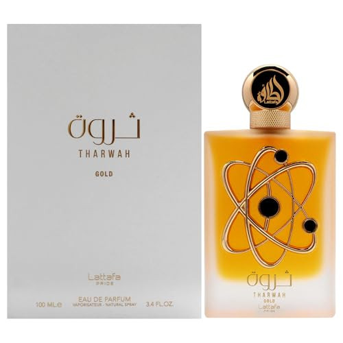 Lattafa Perfumes Tharwah Gold for Unisex Eau de Parfum Spray, 3.4 Ounce | Amazon (US)