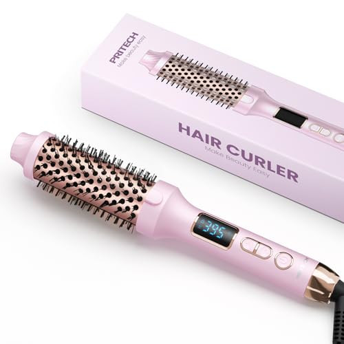 PRITECH Thermal Brush 1.5 inch, Heated Round Brush Creates Blowout Look, Ionic Curling Iron Brush with Adjustable Temperature, Dual Voltage Hair Styling Tool | Amazon (US)