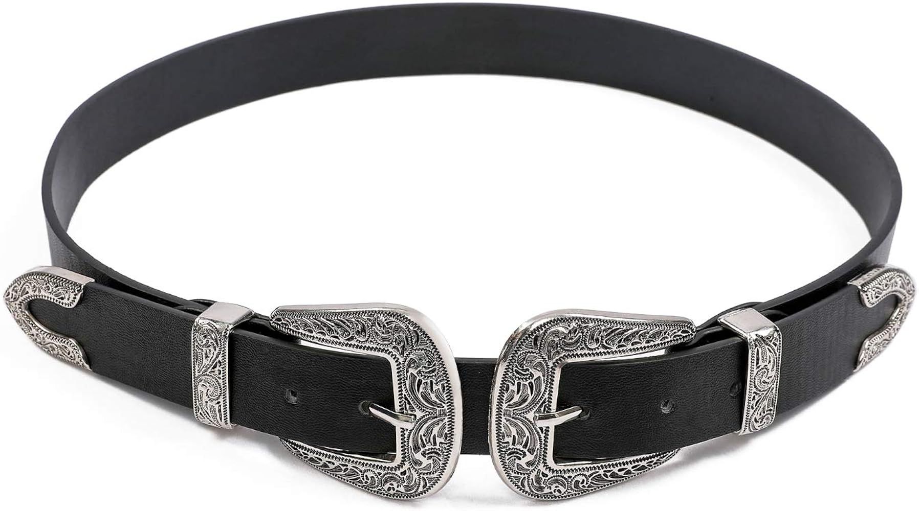 Western Belts for Women, Vintage Design Leather Belt with Western-style Buckle, Black Waist Belt ... | Amazon (US)