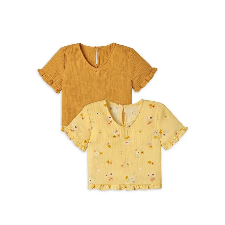 Modern Moments by Gerber Toddler Girl Ruffled Gauze Top, 2-Pack, Sizes 12M-5T | Walmart (US)