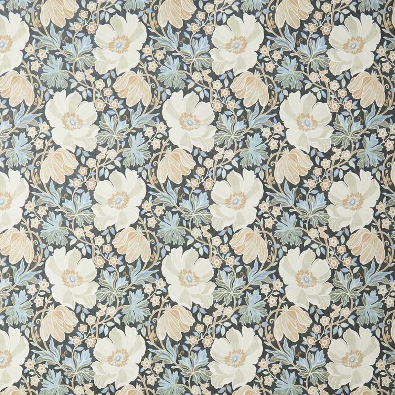 Tapestry Floral Traditional Wallpaper - Blue/Gray/Yellow, Size 27 x 27Roll | The Company Store | The Company Store
