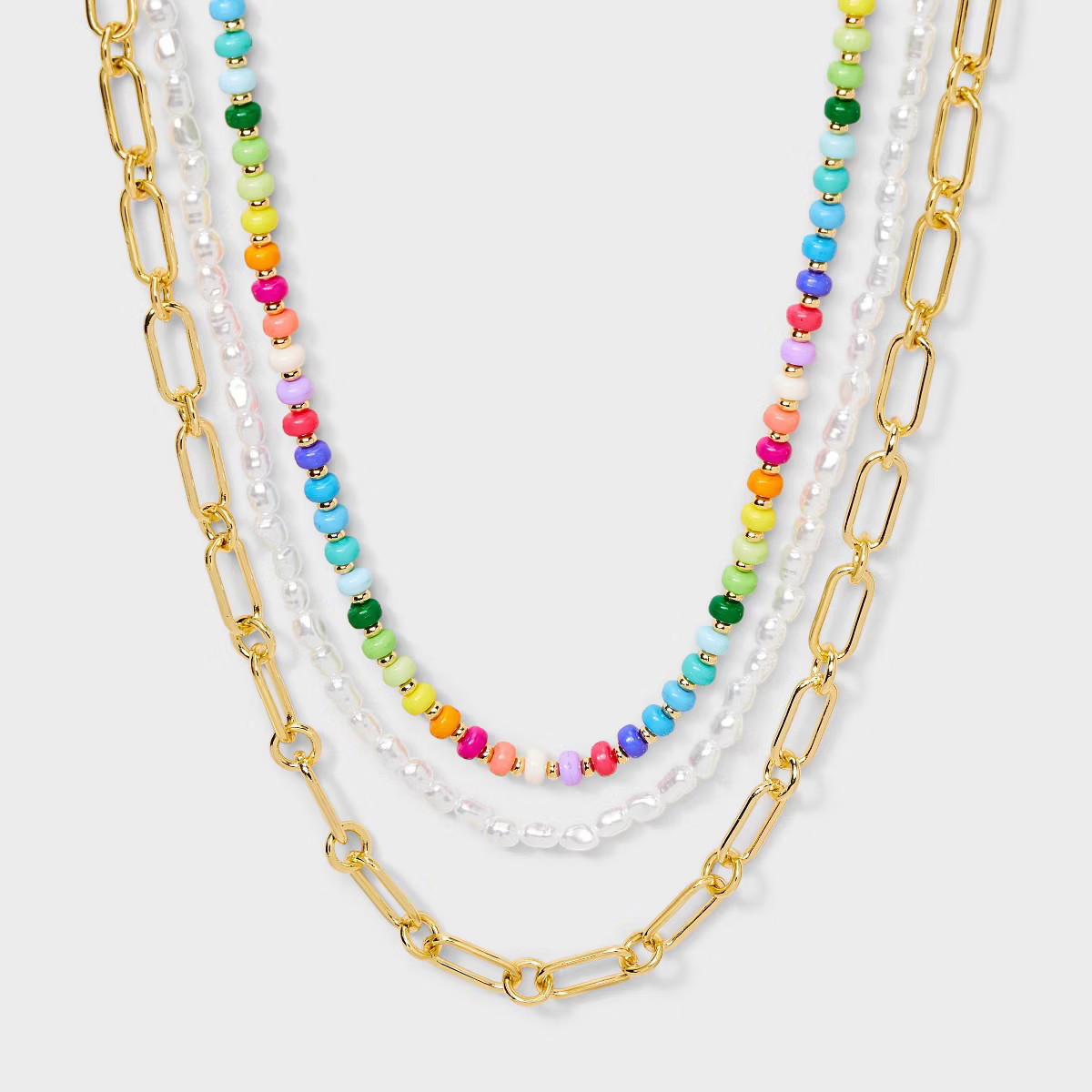 SUGARFIX by BaubleBar True Colors Multi-Strand Necklace: Lobster Claw Clasp, Brass Material, Char... | Target
