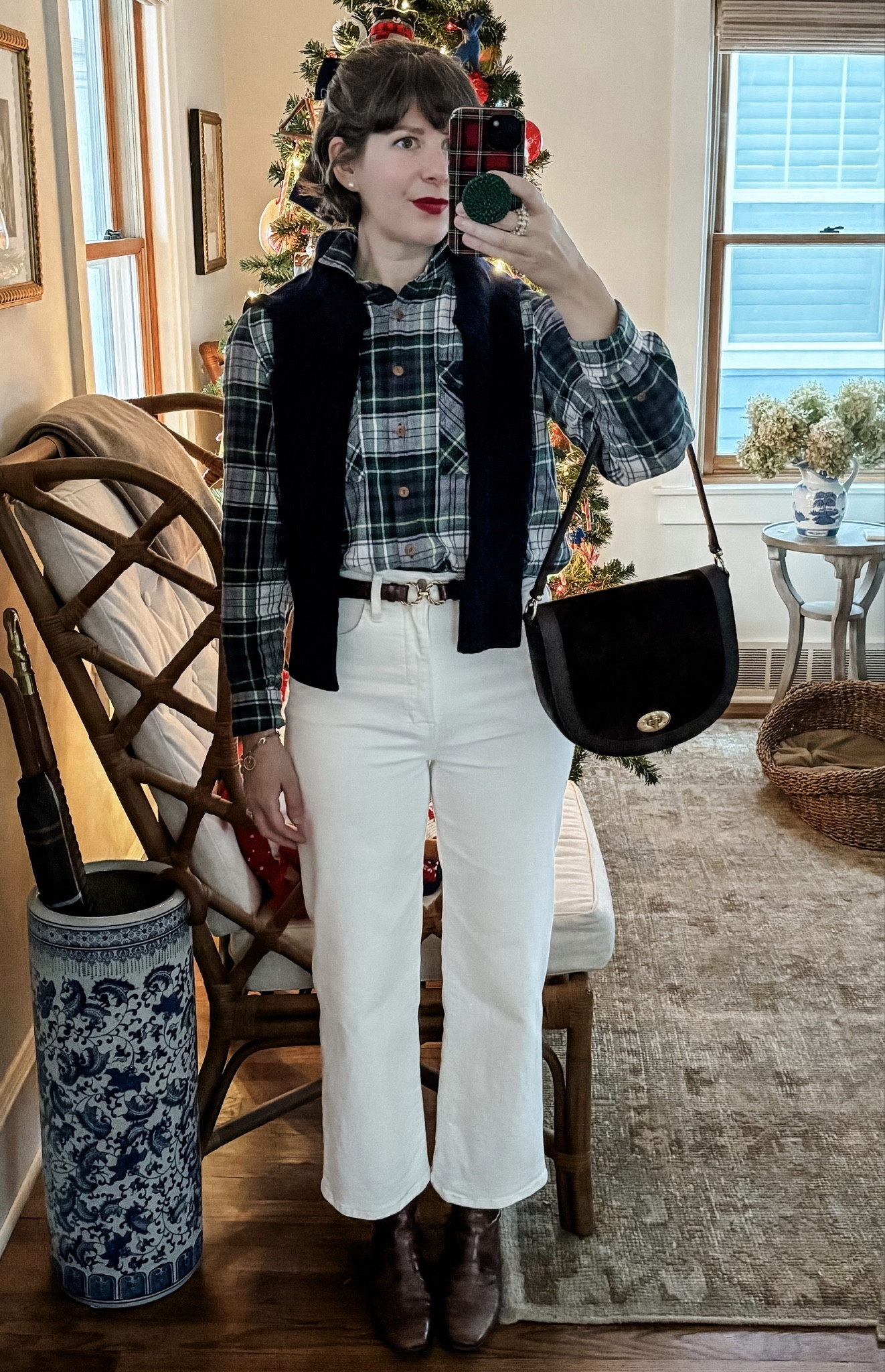 OTTD // November 28, 2023 - I love a cozy tartan shirt with elevated accessories and a vintage camel hair coat 🧥 

#LTKSeasonal #LTKworkwear #LTKHoliday