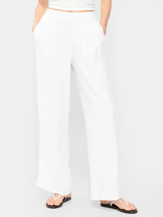 High-Waisted Linen-Blend Wide-Leg Pants | Old Navy (CA)
