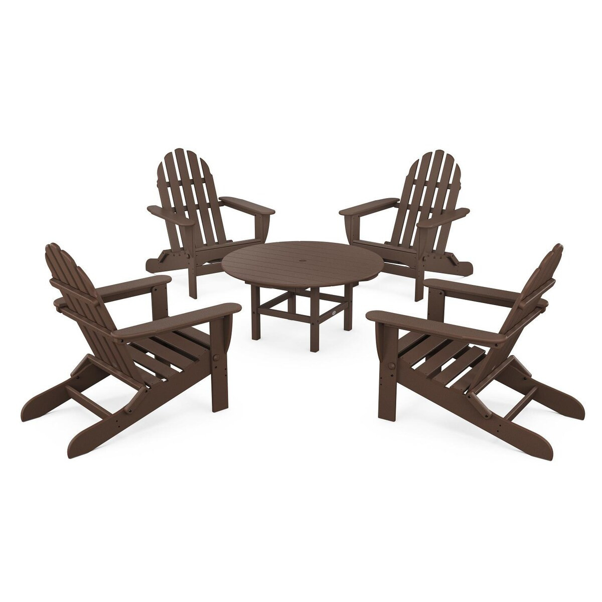 POLYWOOD Classic Adirondack 5 Pc Recycled Plastic Seating Set w/ Folding Chairs in Mahogany by - PWS119-1-MA | BBQ Guys