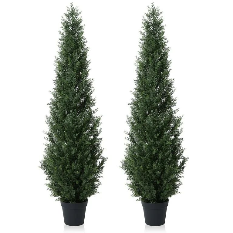 Artificial Cedar Tree 5 FT Artificial Cedar Topiary Trees for Outdoors Potted Fake Cypress Trees ... | Walmart (US)