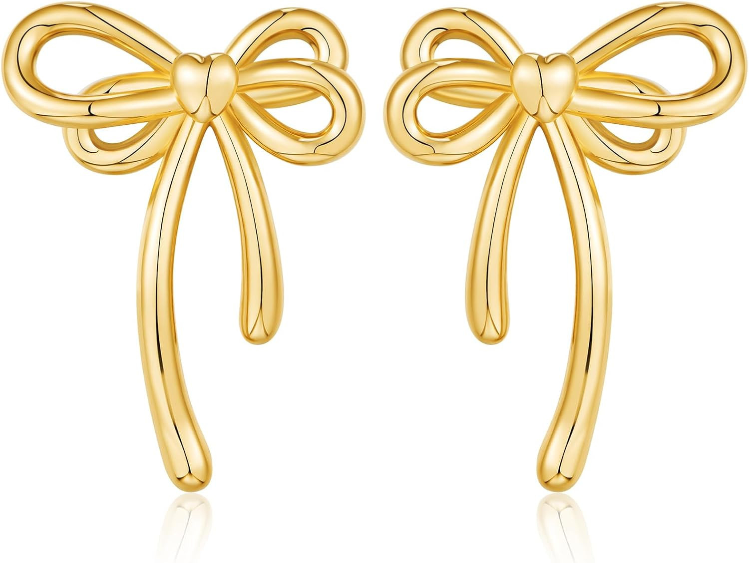 NEPULOY Bow Earrings for Women Gold Bow Dangle Earrings Statement Ribbon Bowknot Drop Earrings Cu... | Amazon (US)