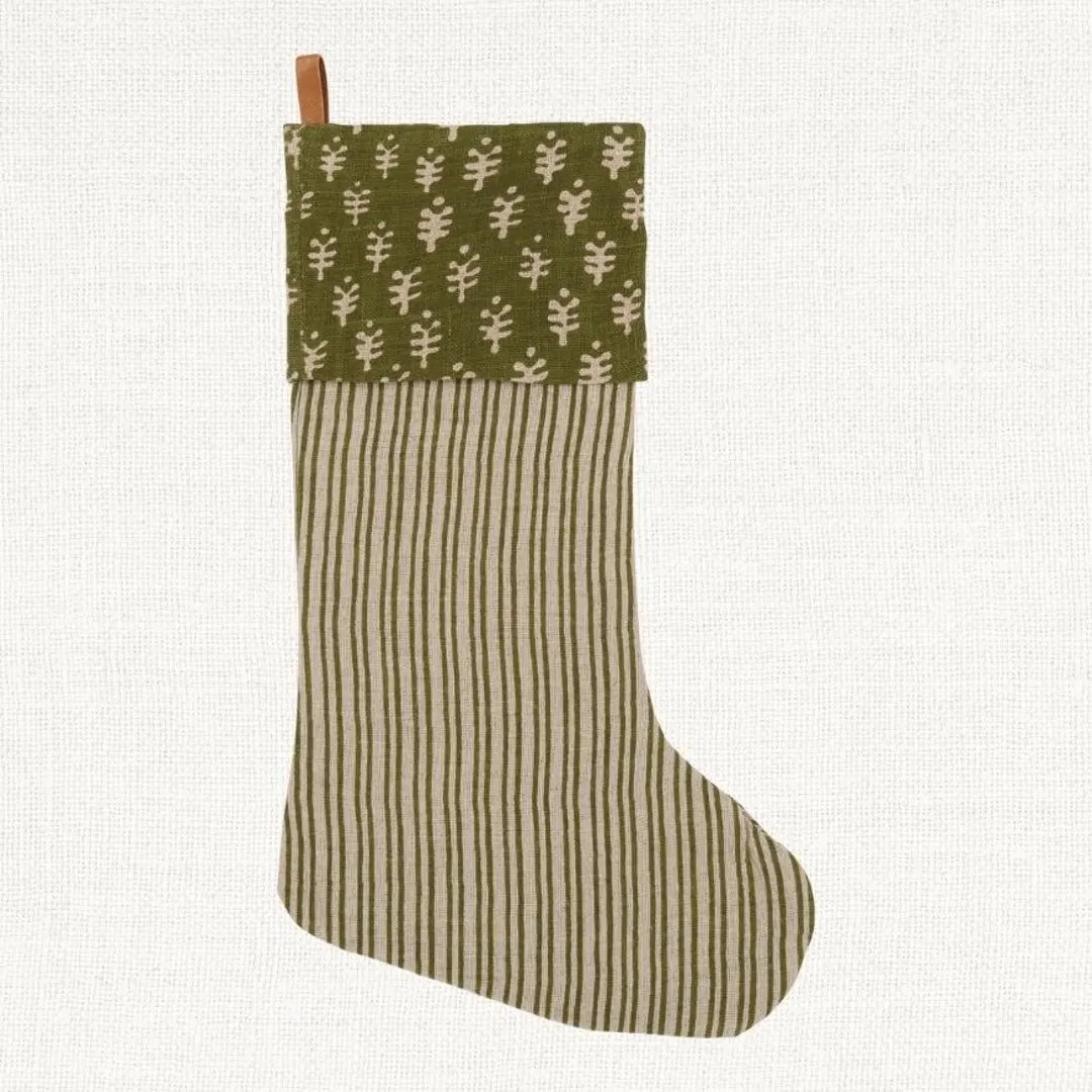 Gia Christmas Stocking – Handwoven Cotton Holiday Mantel Décor | Neutral Modern Stocking - Ets... | Etsy (US)