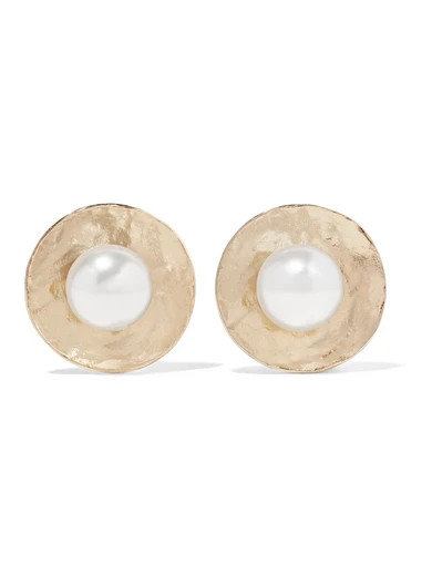 Hammered gold-plated faux pearl earrings | NET-A-PORTER (UK & EU)