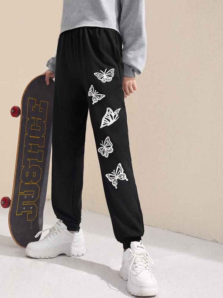 New
     
      SHEIN Teen Girls Butterfly Print Sweatpants | SHEIN